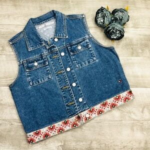 Vintage TOMMY HILFIGER JEAN EMBROIDERED HEM DENIM VEST
